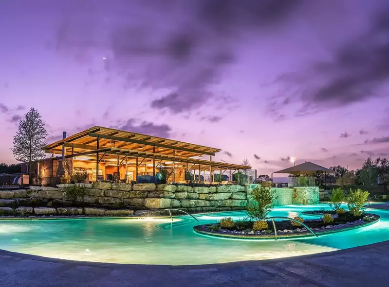 swimming pool at Firefly at night